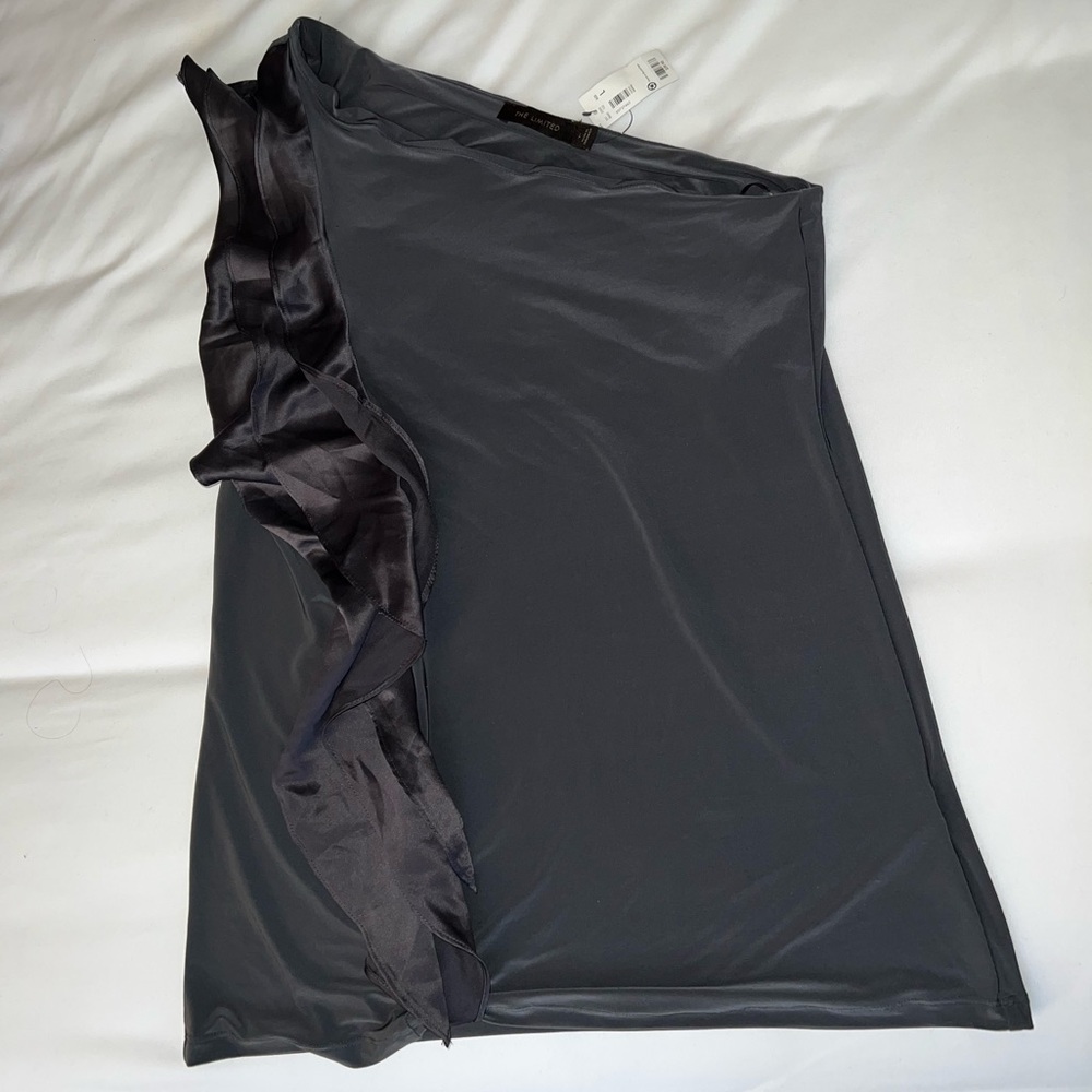 The Limited one shoulder dress top.  Size Large. Dark grey. New with tags.